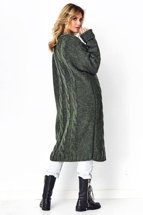 Long Coat Cardigan Dark Green Fashion - Image 2