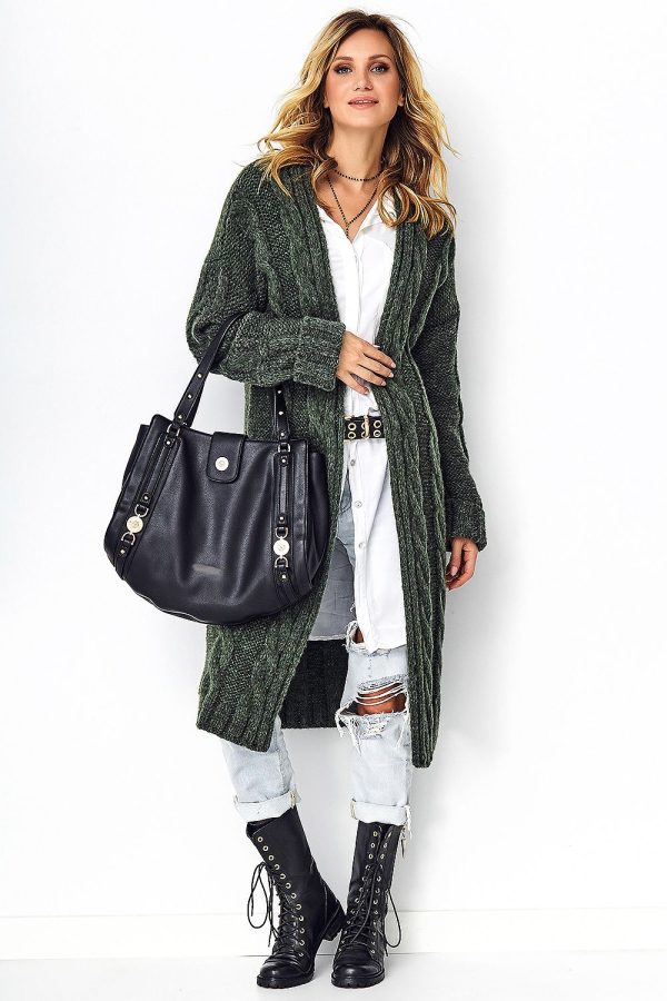 Long Coat Cardigan Dark Green Fashion