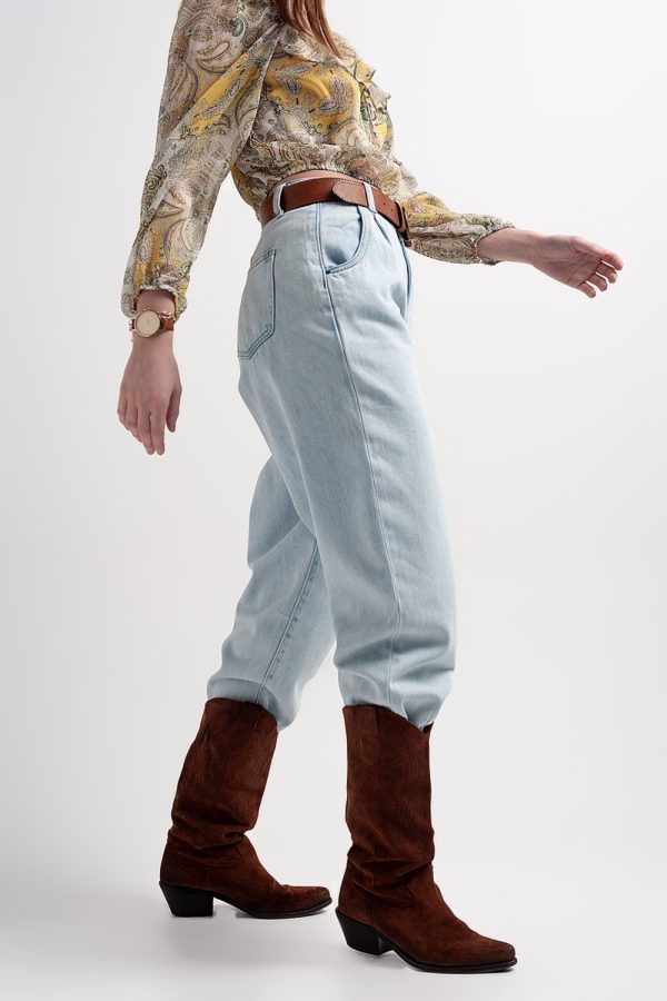 High Rise Slouchy Mom Jeans in Lightwash Online Sale - Image 5