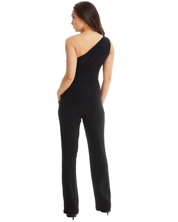 One Shoulder Jumpsuit in Black Sale - Image 4