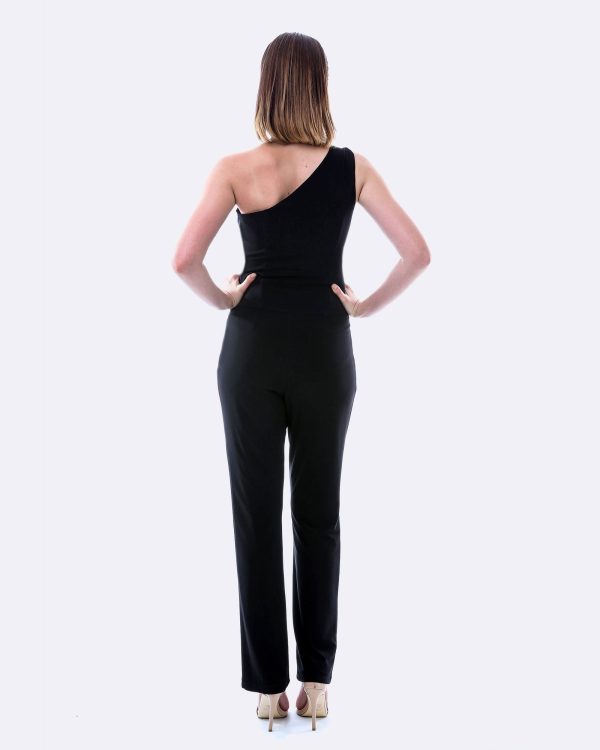 One Shoulder Jumpsuit in Black Sale - Image 5